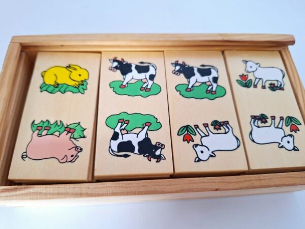 Tweedehands houten domino boerderijdieren